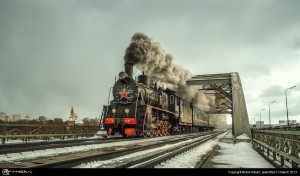 Steam Locomotive On The Bridge