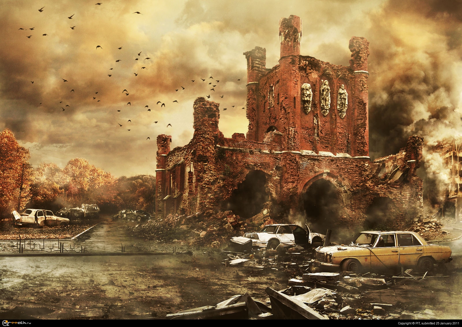Что был сильно разрушен. Постапокалипсис Калининград. Калининград после апокалипсиса. Разрушенный город.