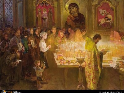 VICTOR P. KUDRIN (Russian, b. 1925). Easter Scene..jpeg